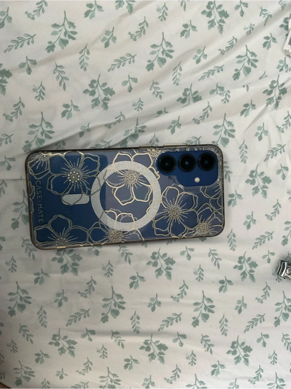 Clear Floral Phone Case with Ring - Transparent Silver Accent